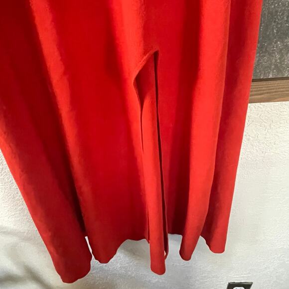 A.L.C. Caplan Turtleneck Short-Sleeve Slit-Front Dress Knit Midi Orange - Picture 4 of 6